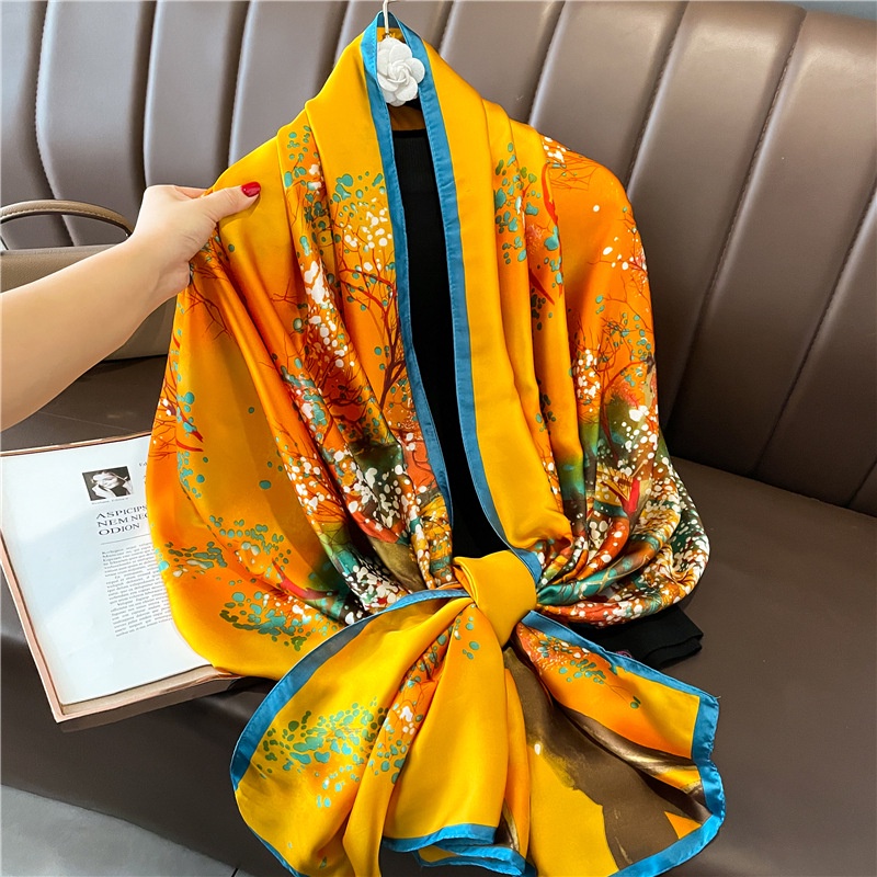 Khăn Choàng Lụa Chống Nắng In Họa Tiết Sang Trọng Kích Thước 180X90Cm