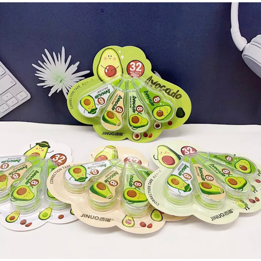 Vỉ 4 bút xoá kéo hình trái bơ