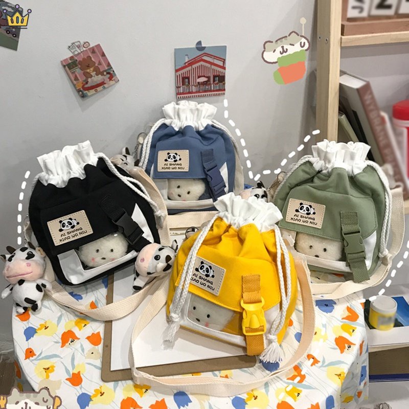 Túi Đeo Chéo Vải Canvas Mềm Dày Dặn Nhỏ Nhắn Phong Cách Harajuku Nhật Bản Dễ Thương Cho Nữ JP5