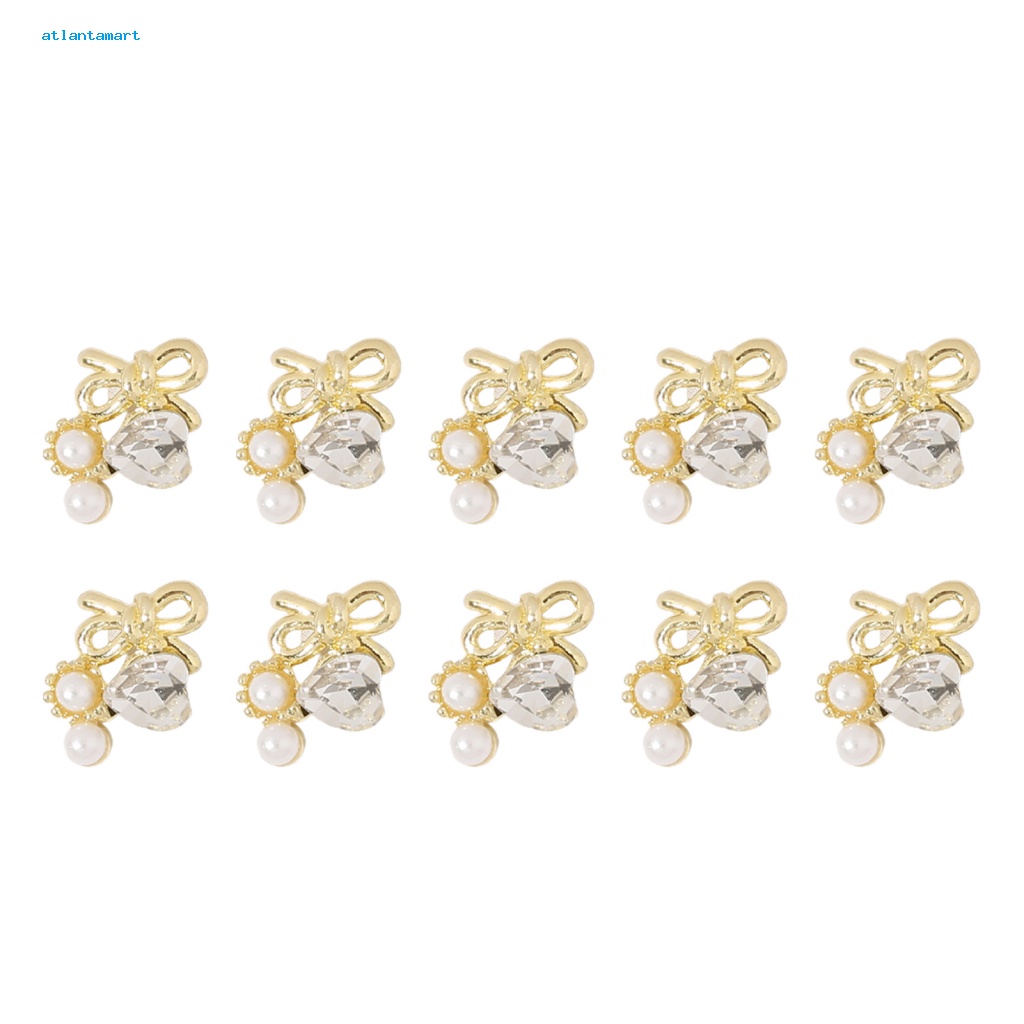 Túi Đựng Đồ Dùng Cao Cấp Tiện Dụng| Set 10 Phụ Kiện Trang Trí Móng Tay Tạo Hiệu Ứng Ánh Sáng Ba Chiều Hình Bướm Trái Tim Giọt Nước Bằng Hợp Kim DIY