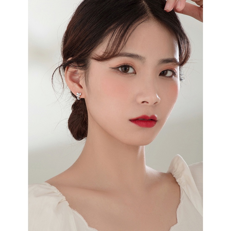 Bông Tai Mạ Bạc 925 Hình Nơ Đơn Giản Phong Cách retro