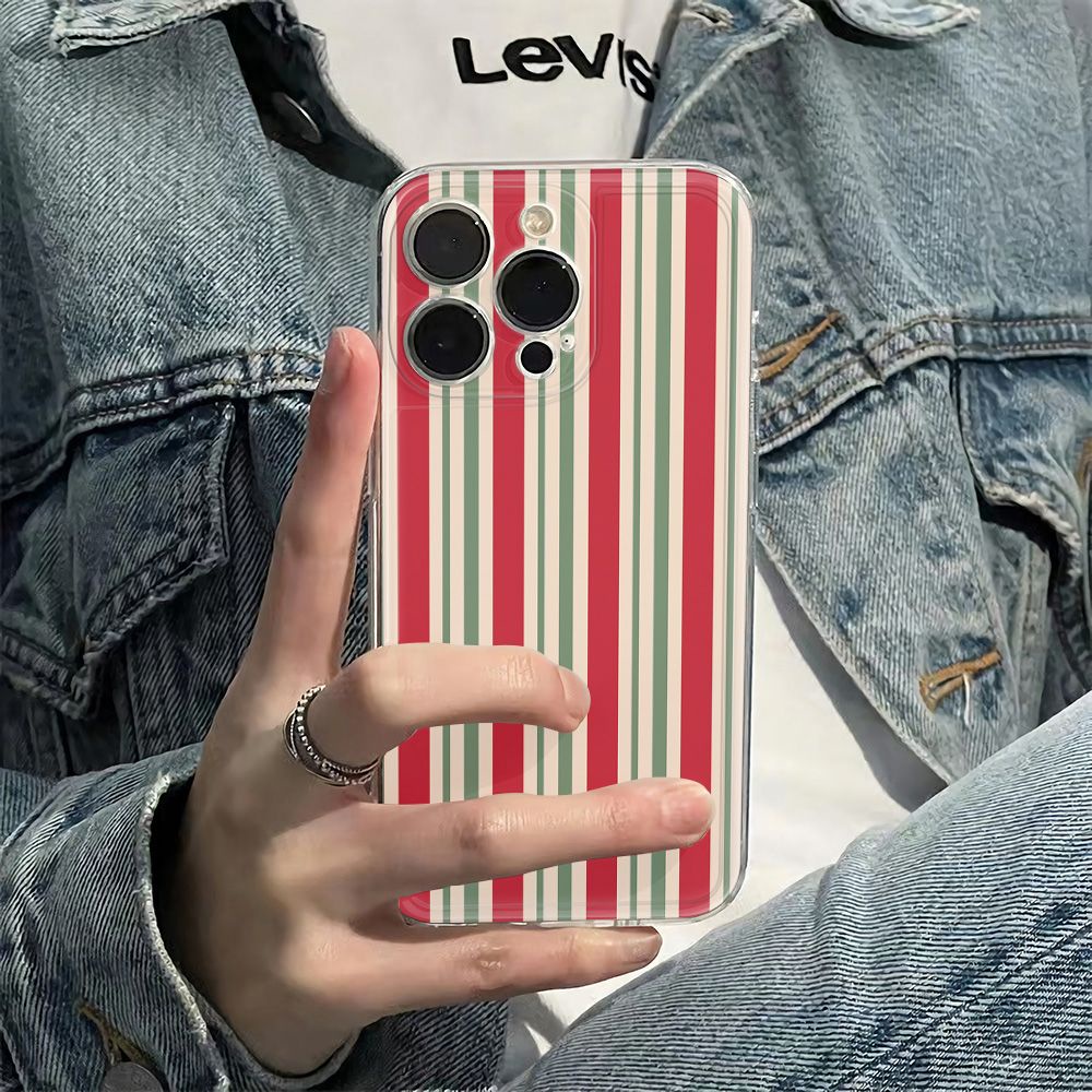 ✅Ốp Điện Thoại Mềm Chống Sốc Họa Tiết Kẻ Sọc Đơn Giản Phong Cách Retro Cho Apple 1378plus14pro iPhone12 6In 11 PKGP
