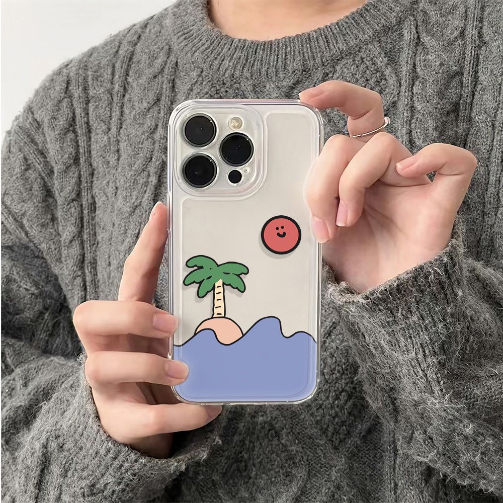 ✅Ốp Điện Thoại Mềm Chống Sốc Họa Tiết Cây Dừa Cho Iphone 1314Pro 12 Plus 116In78
