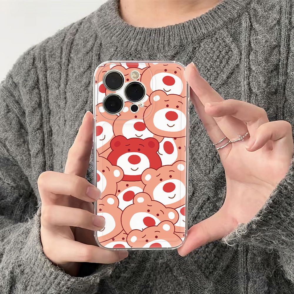 ✅Ốp Điện Thoại Mềm Chống Sốc Họa Tiết Gấu Và Dâu Tây Cho iPhone1278plus 11max 13 6In Apple 14pro LJ9Q
