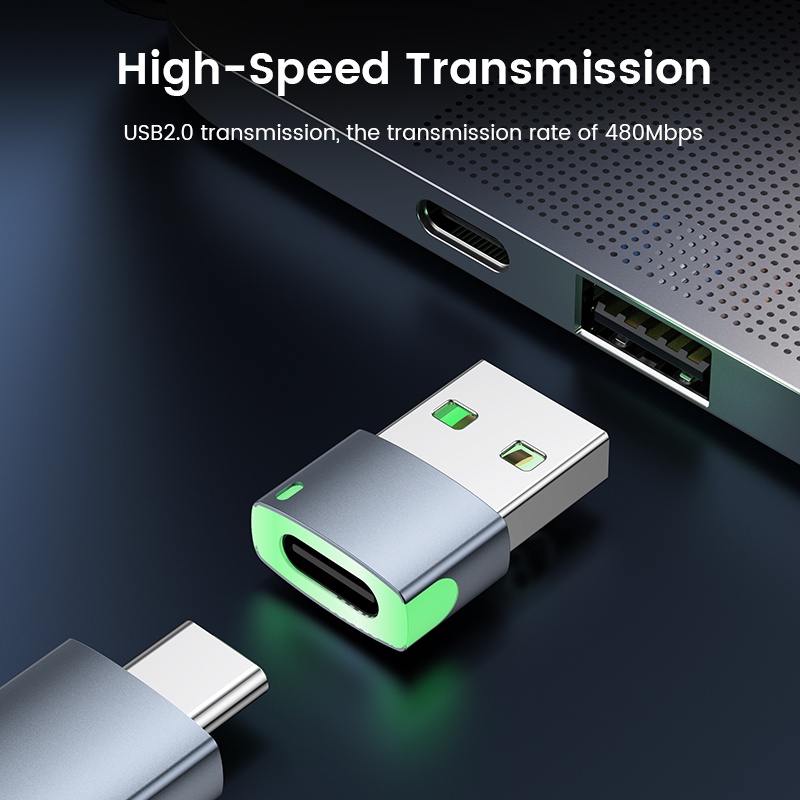 Đầu Chuyển Đổi USB A Sang Type C OTG Có Đèn LED