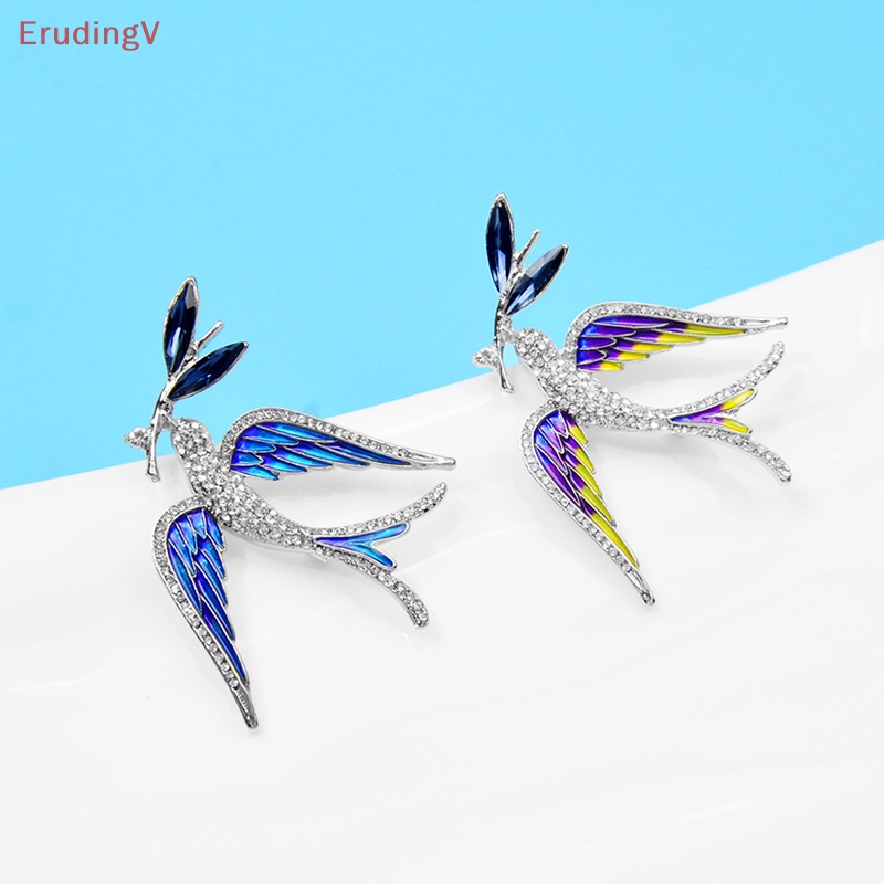 Ghim Cài Áo Hình Chim Én Bay Đính Đá Pha Lê Tráng Men Thời Trang Cho Nữ