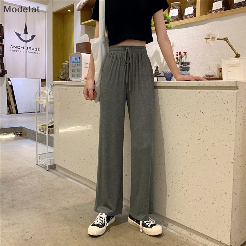 Mfc Quần ống rộng Lưng Cao Màu Trơn Phong Cách Hàn Quốc Thời Trang Mùa Xuân Cho Nữ