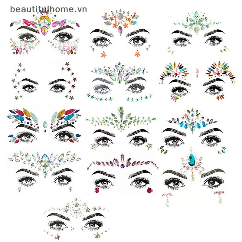 Đá Quý Tự Dính Trang Trí Mặt / Tiệc Tùng Đính Đá Mardi Gras