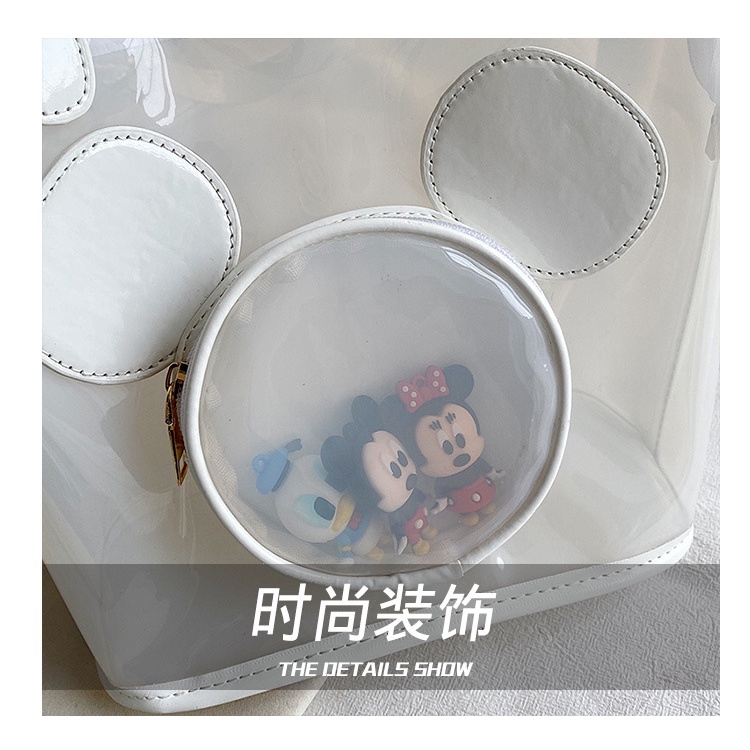 Túi Xách Kẹp Nách Trong Suốt In Họa Tiết Phối Khóa Kéo Phong Cách Hàn Quốc