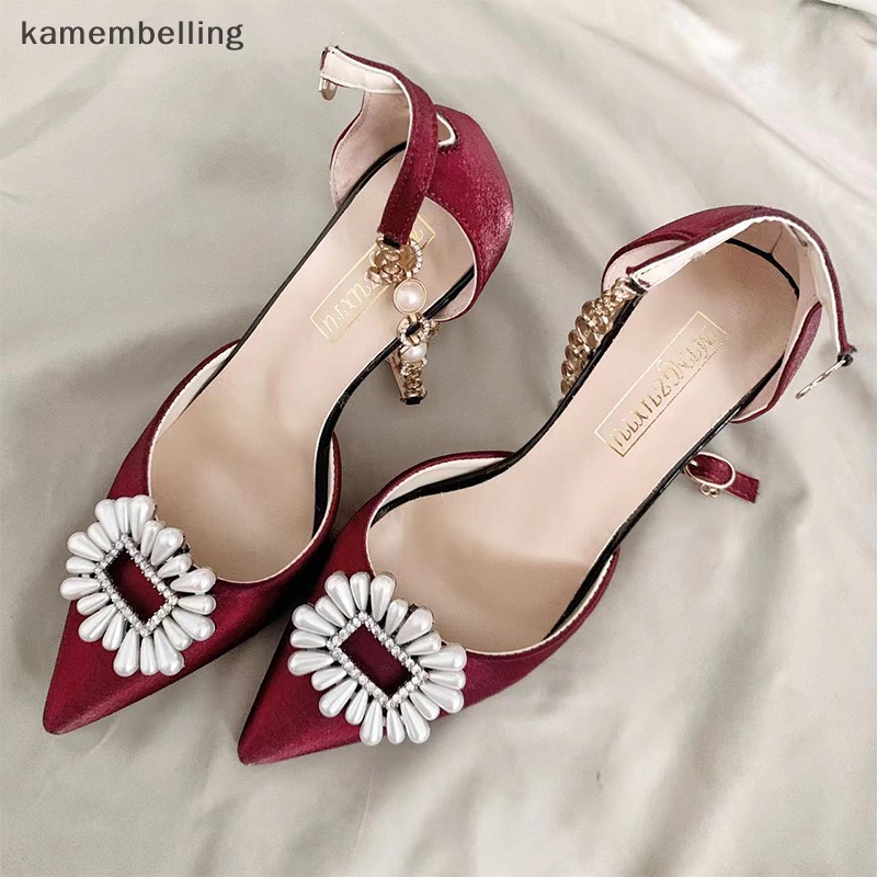 Kamembelling Kẹp Khóa Vuông Đính Đá Lấp Lánh Trang Trí Giày Cao Gót Cho Cô Dâu Trong Ngày Cưới