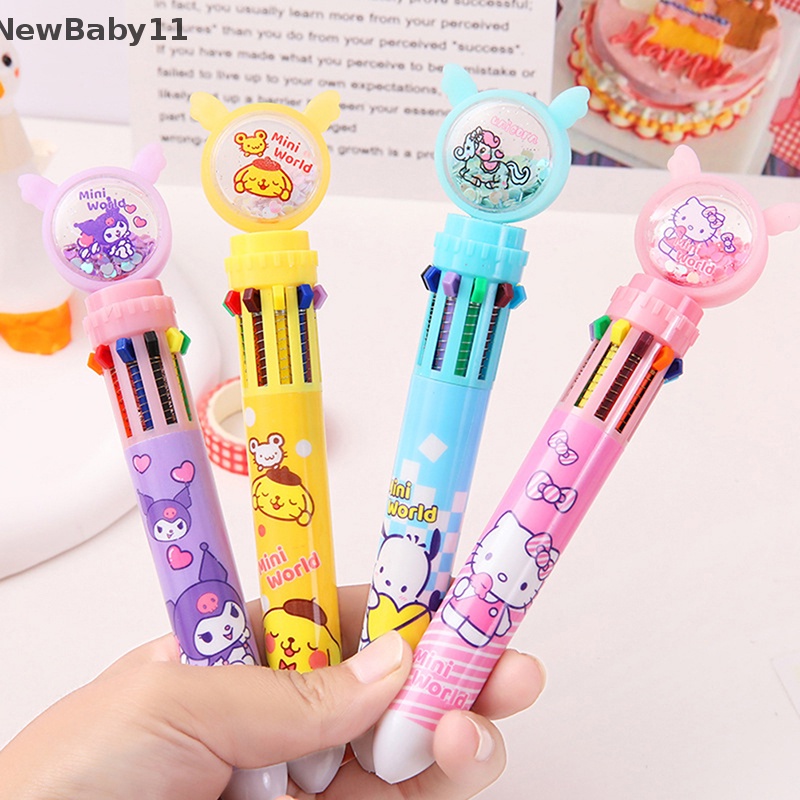 Bút Bi Dạng Nhấn 10 Màu Đa Năng Họa Tiết Hoạt Hình Dễ Thương