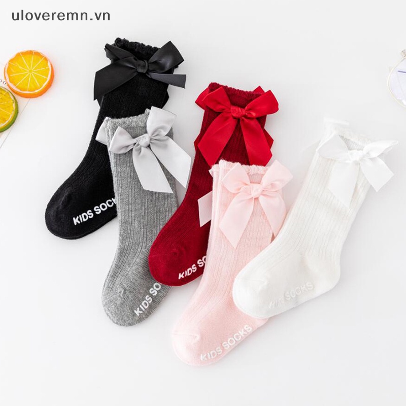 Đôi Vớ Cotton Mềm Đính Nơ Xinh Xắn Cho Bé Gái