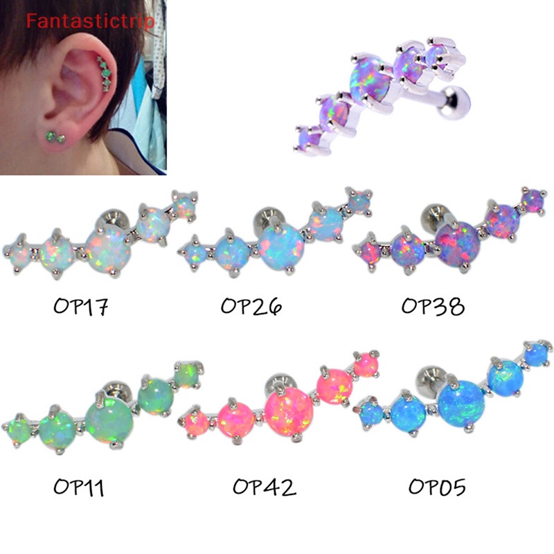 1 Khuyên Tai Dạng Xoắn Ốc Đính Đá Opal Nhiều Màu Thời Trang Mới Cho Nữ