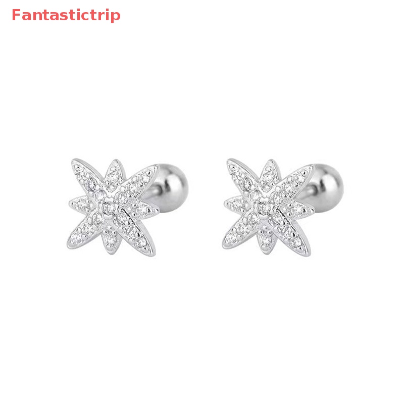 1 Đôi Bông Tai Đính Đá Zircon Hình Ngôi Sao Thời Trang Dành Cho Nữ