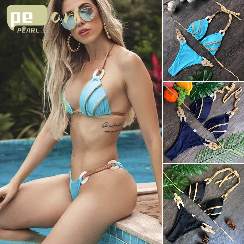 .Bộ Bikini 2 Mảnh Màu Trơn Gợi Cảm Thời Trang Cho Nữ