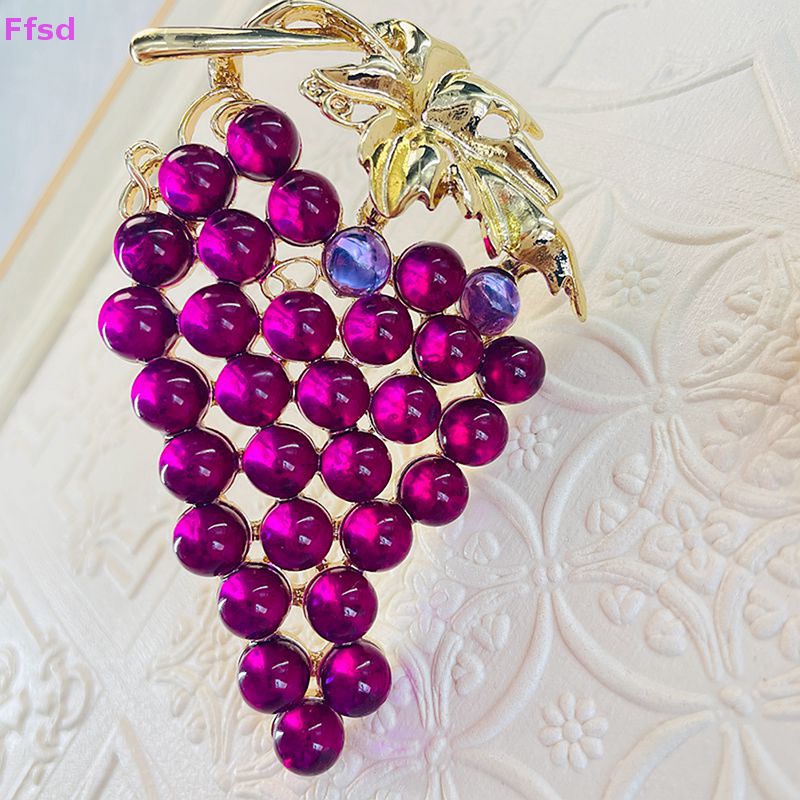 {Ffsd} Ghim Cài Áo Bằng Hợp Kim Hình Lá Nho Màu Tím Vintage Thời Trang Phụ Kiện Quần Áo Corsage Niche Bán Chạy *