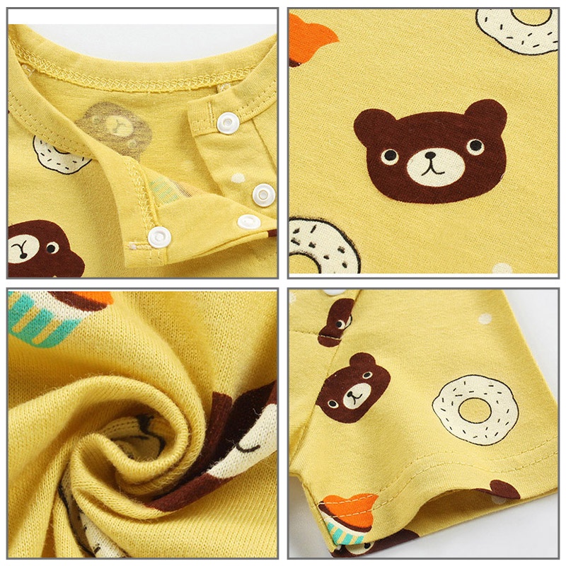 Bộ Áo Liền Quần Bằng cotton Nguyên Chất Tay Ngắn Thời Trang Cho Bé Sơ Sinh