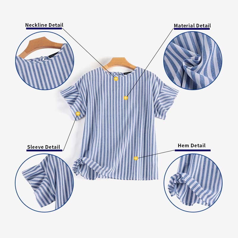 Zanzea Áo Kiểu Cổ Tròn Hở Vai Viền Bèo Họa Tiết Kẻ Sọc Thời Trang Hàn Quốc Cho Nữ