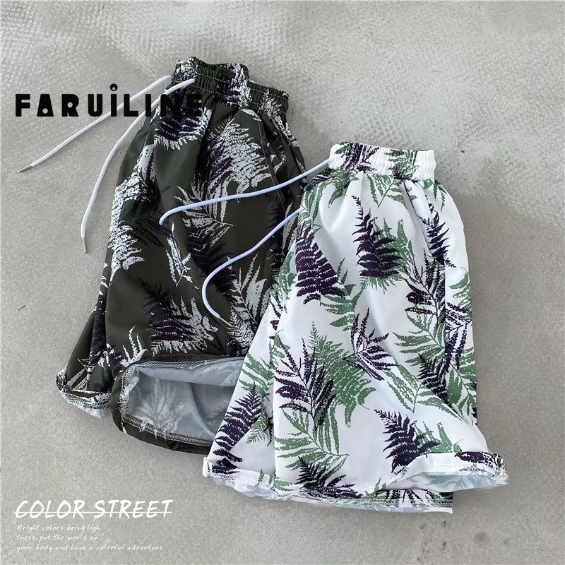 Quần Short Đi Biển Dáng Rộng In Họa Tiết Hoa Phong Cách Hawaii Thời Trang Mùa Hè Cho Nam HZFMC0130