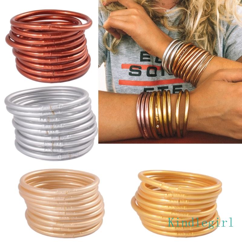 Vòng Đeo Tay Silicon Đính Lá Vàng Phù Hợp Làm Quà Sinh Nhật / Đám Cưới Cho Nữ