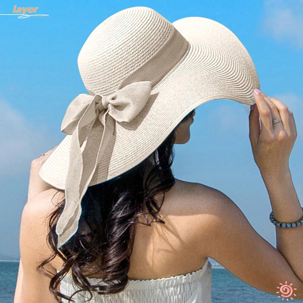 Nón Cói Rộng Vành Phối Nơ Xinh Xắn Thời Trang Cho Nữ