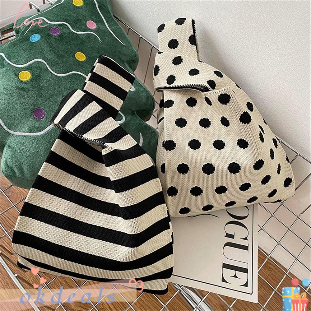 OKDEALS Túi Tote Chấm Bi Thắt Nút Tái Sử Dụng Được