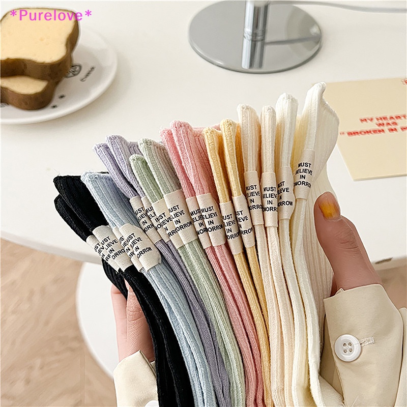 1 Đôi Vớ Cotton Thoáng Khí Màu Kẹo Ngọt Thời Trang Nhật Bản Mới