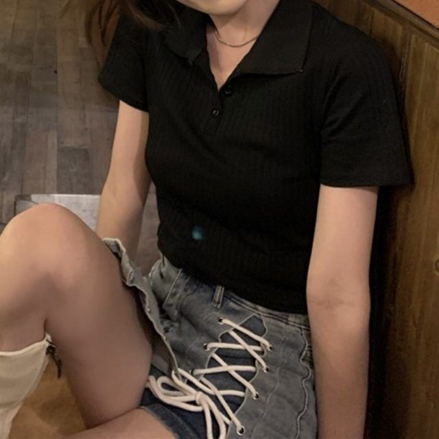 Áo polo Ngắn Tay Cổ Chữ V Form Ôm Thời Trang Mùa Hè