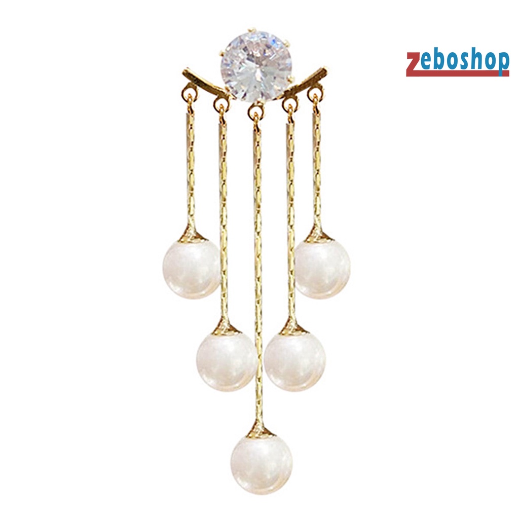 1 Cặp Bông Tai Ngọc Trai Giả Tua Rua Mạ Điện Lấp Lánh Thời Trang Đám Cưới