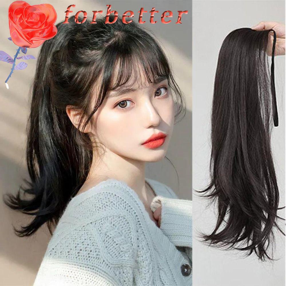 Tóc Đuôi Ngựa Thẳng Bằng Sợi Tổng Hợp Mềm Chịu Nhiệt Có Dây Rút Dễ Phối Đồ Cho Nữ