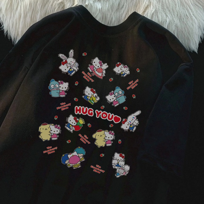 Hello Kitty Áo Thun Tay Ngắn Dáng Rộng Thời Trang Mùa Hè Cho Nữ