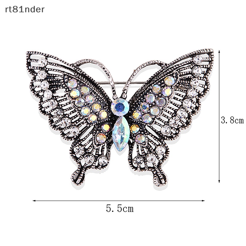 Rt Ghim Cài Áo Hình Bướm Rỗng Đính Đá Pha Lê Cổ Điển Cho Nữ