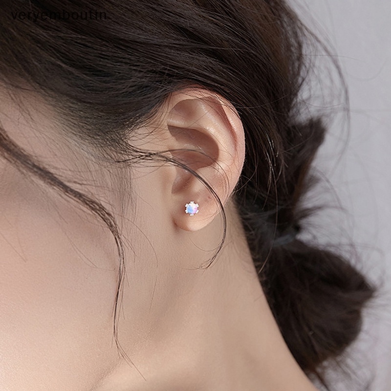 1 Đôi Bông Tai Xỏ Lỗ Dạng Xoắn Ốc Nhiều Màu Aurora Cho Nữ