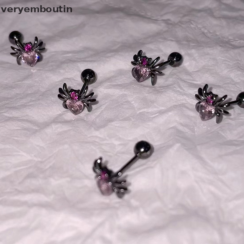 1 Đôi Khuyên Tai Hình Nhện / Trái Tim Đính Đá Zircon Thời Trang Cho Nữ