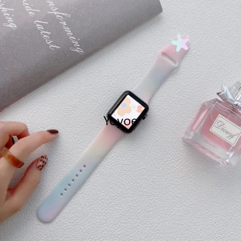 Dây Đeo Silicone Nhiều Màu Sắc Kích Thước 49mm 45mm 44mm 42mm 41mm 40mm 38mm Cho IWatch Series 8 7 6 5 4 3 SE 2 1