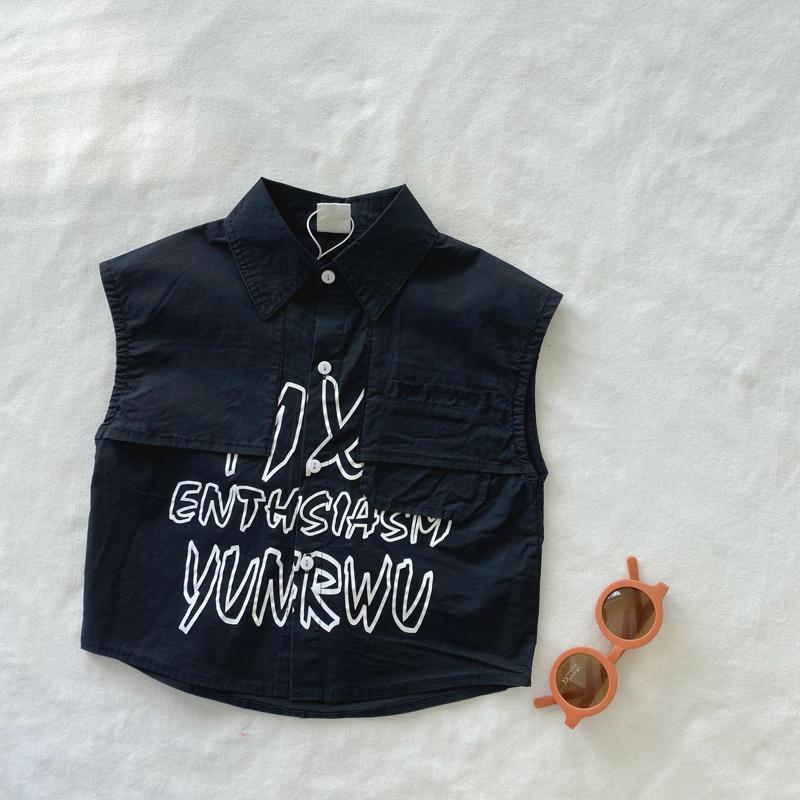 Bộ Áo Sơ Mi Cotton Không Tay Kèm Quần Ngắn Thời Trang Mùa Hè Phong Cách Hàn Quốc Mới Cho Bé Trai Và Gái