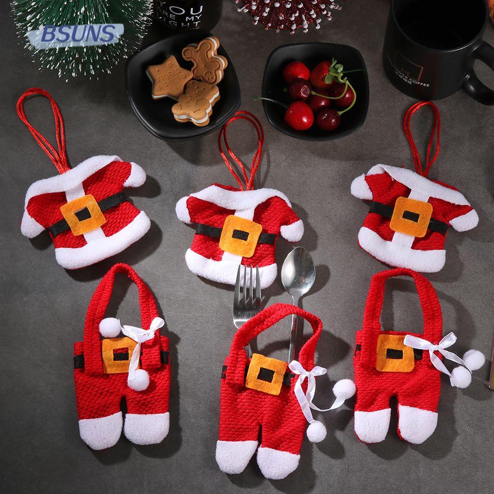 Bsuns 2 / 4 / 6 Chiếc|Túi Đựng Dao Nĩa Trang Trí Giáng Sinh