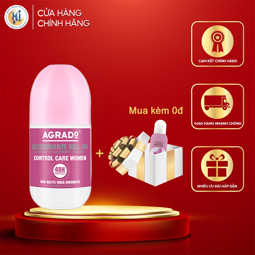 Lăn khử mùi Agrado chứa tinh dầu hoa hồng cho nữ 50ml