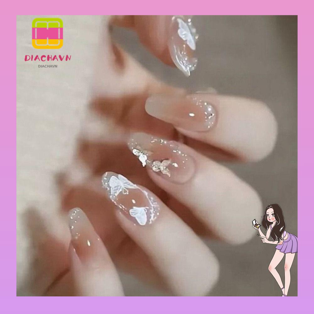 Set 24 Móng Tay Giả Có Thể Tháo Rời Tiện Dụng DIY