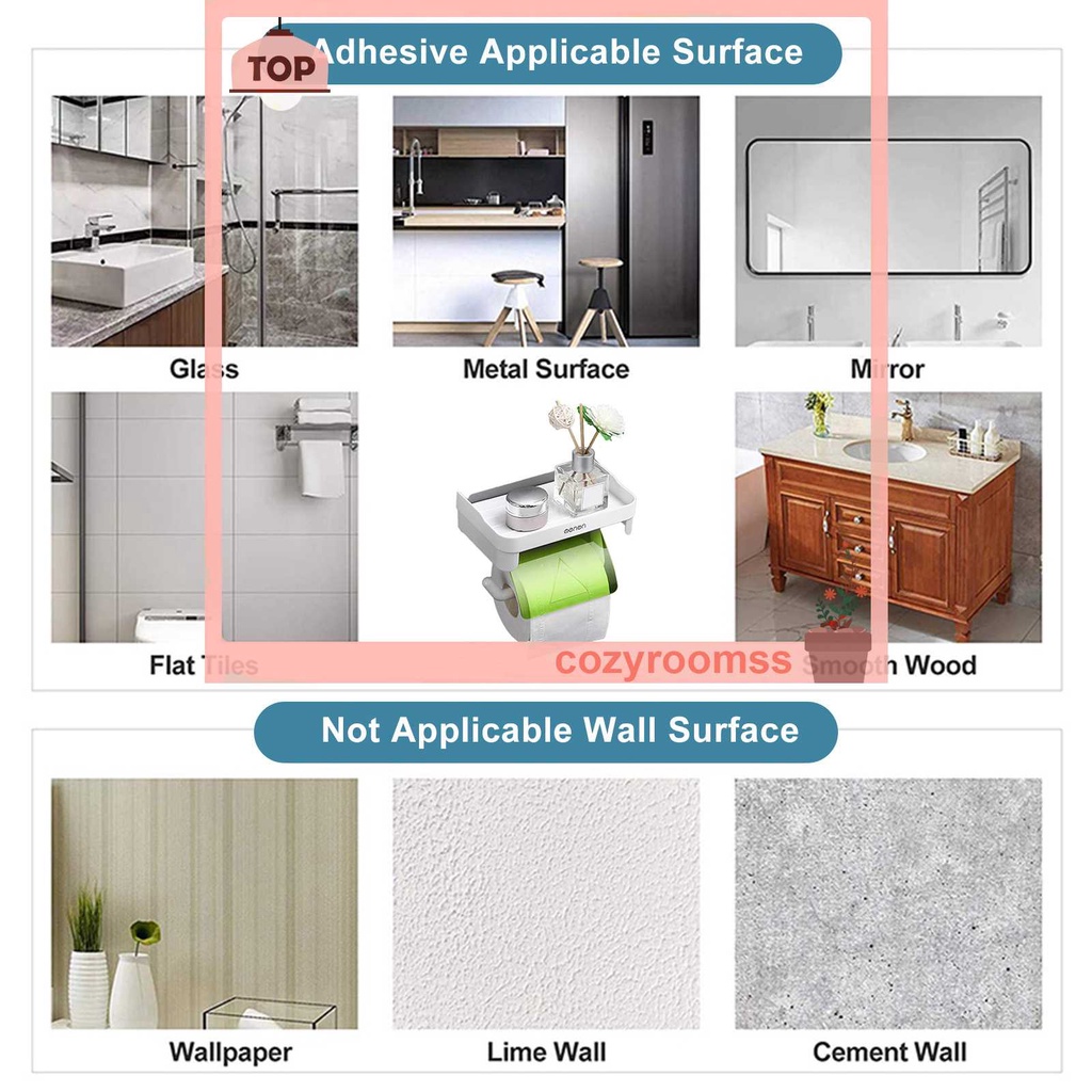 Giá Đỡ Cuộn Giấy Vệ Sinh Tự Dính Gắn Tường Tiện Lợi Dành Cho Phòng Tắm