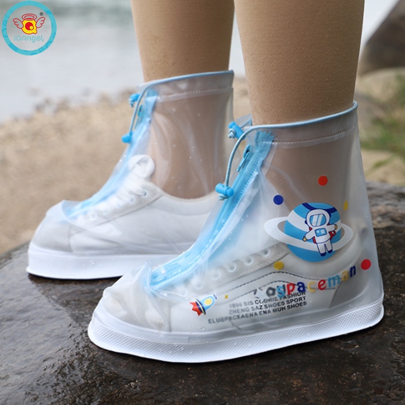 Vỏ bọc giày đi mưa IQ ANGEL chống trượt chống mài mòn kiểu dáng dễ thương thời trang cho bé trai và bé gái