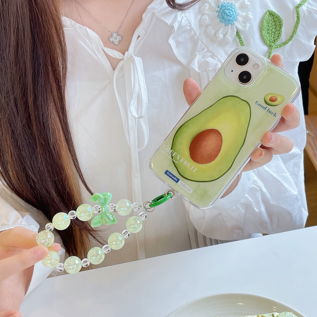 Ốp Điện Thoại Hai Mặt Chống Sốc Họa Tiết Quả Bơ Kèm Dây Đeo Dành Cho IPhone 14 13 12 11 Pro Max