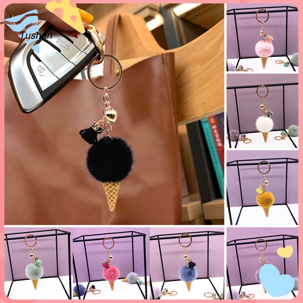 Móc Khóa Hình Cây Kem Hoạt Hình Sáng Tạo Dễ Thương