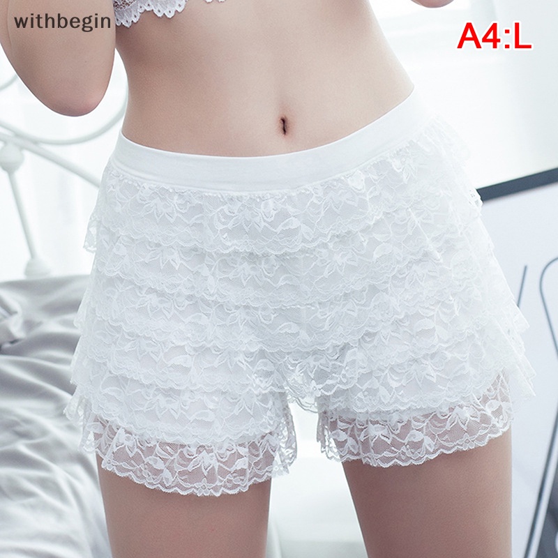 Quần Sooc Phối Ren Lưng Thun Co Giãn Phong Cách Lolita