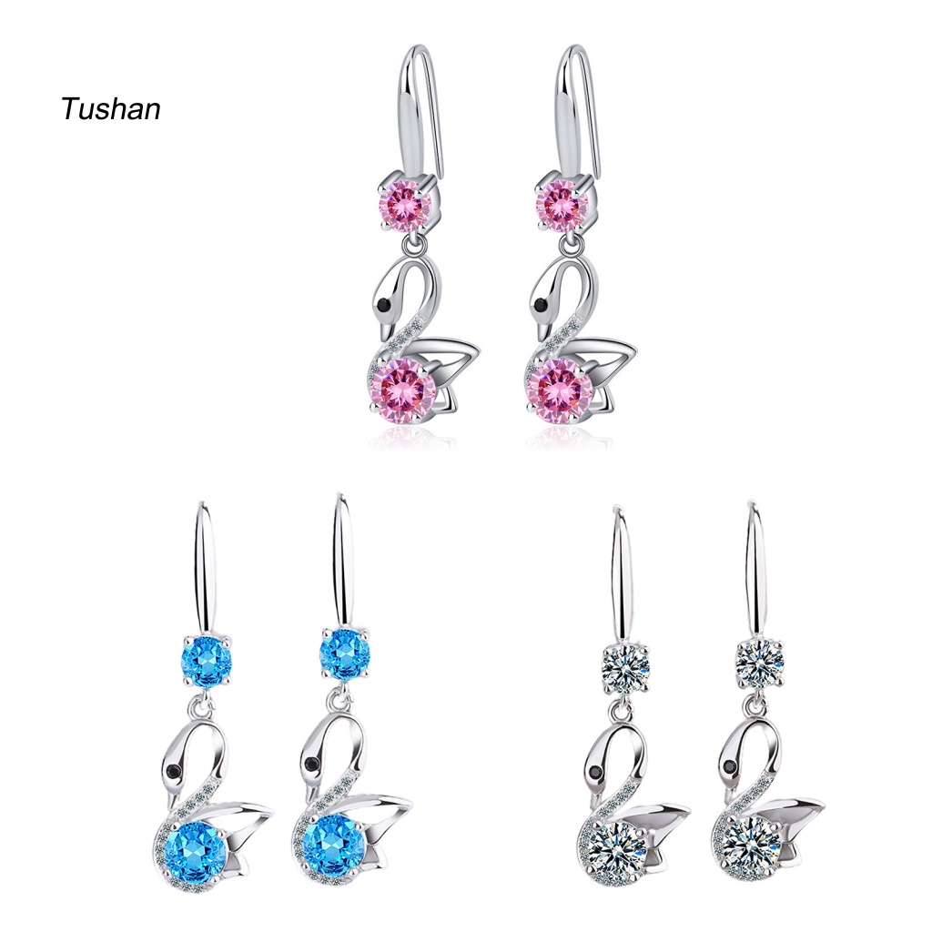 1 Đôi Bông Tai Móc Hình Mắt Đen Đính Đá Zircon Phong Cách Hàn Quốc Cho Nữ