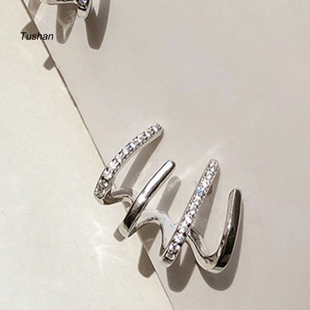 1 Đôi Bông Tai 4 Móng Vuốt Đính Đá Lấp Lánh Phong Cách Hàn Quốc Dành Cho Nữ