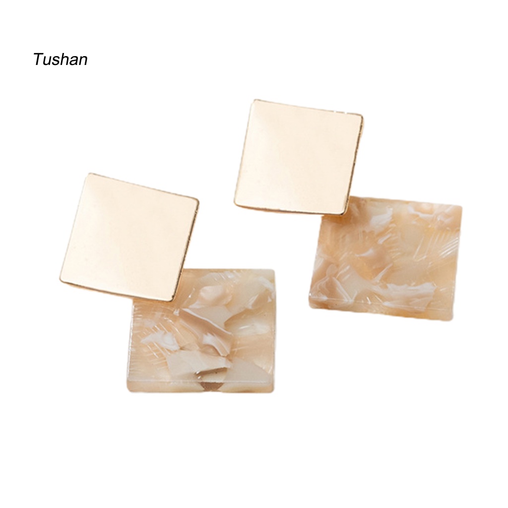 1 Đôi Bông Tai Hình Học Màu Sắc Tương Phản Phong Cách Vintage Dành Cho Nữ