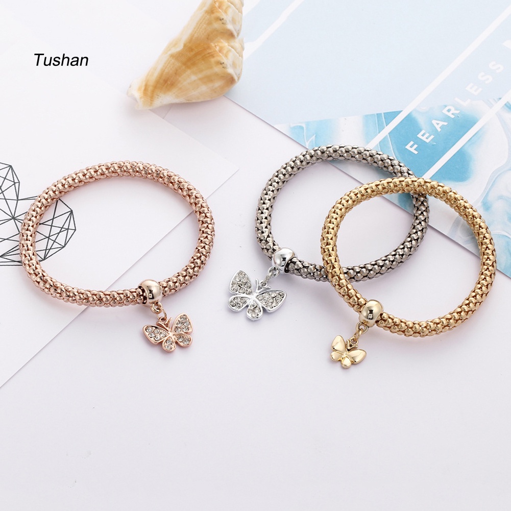 Set 3 Vòng Tay Mặt Hình Bướm Chất Liệu Hợp Kim