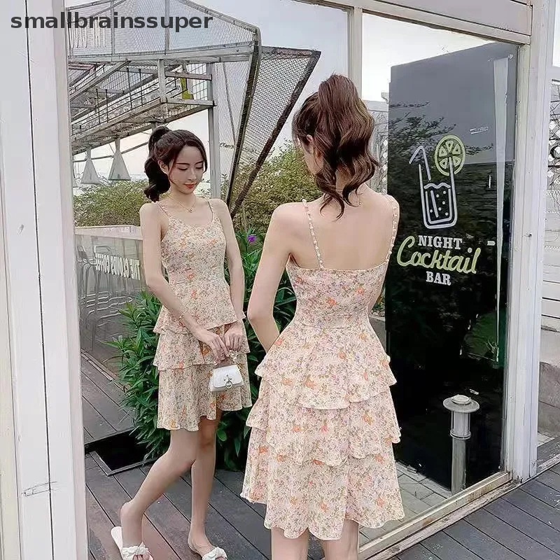 Đầm Hai Dây Dáng Chữ A Họa Tiết Hoa Cúc Thời Trang Mùa Hè Cho Nữ SBS