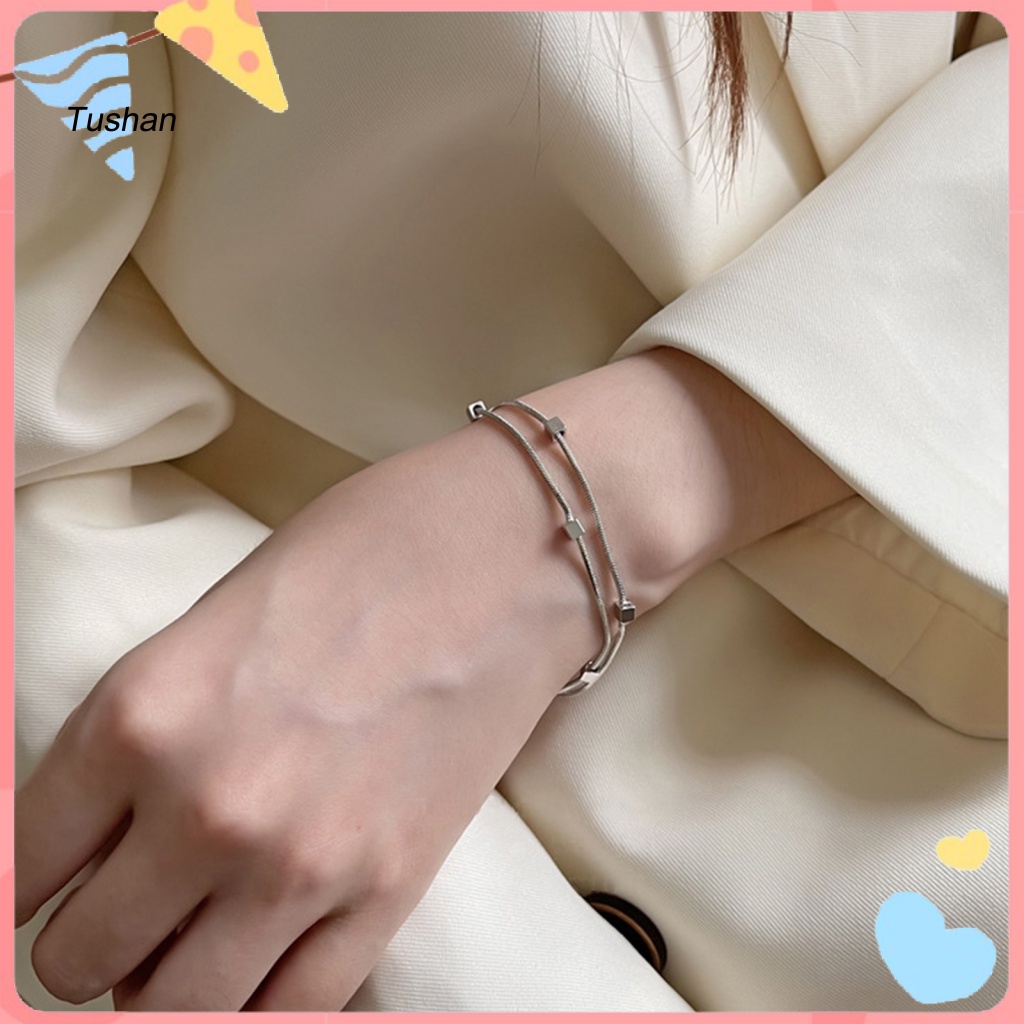 Vòng Đeo Tay Hai Lớp Dạng Chuỗi Rắn Thời Trang Dành Cho Nữ